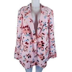 Lane Bryant Gorgeous Pink Floral Business Work Blazer Women's 24